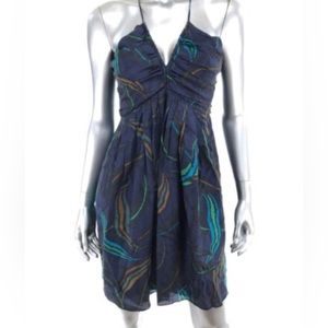 V neck Haven silk spaghettini strap cocktail dress